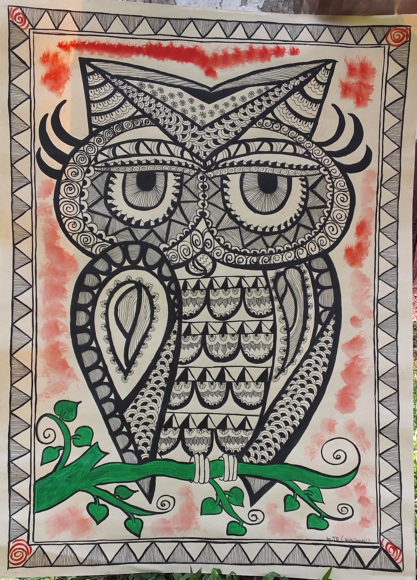Purva Pictures 7 MADHUBANI OWL(PAI004) - Image 1